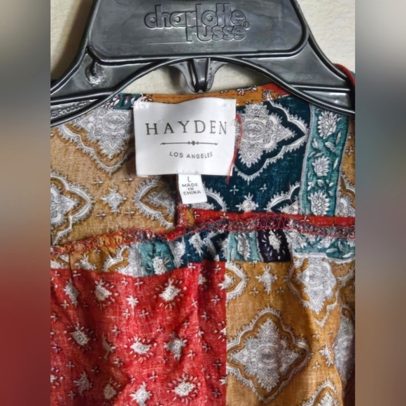 Women's Hayden Los Angeles Patchwork Boho Kimono Duster, Size Large - Picture 4 of 4